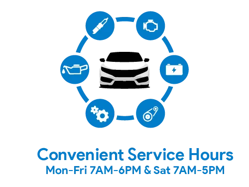 Clock displaying extended service hours at Scott Robinson Honda service center