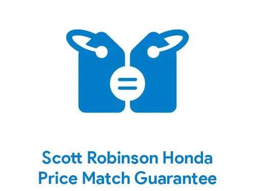 Confident customer holding Scott Robinson Honda's Price Match Guarantee certificate